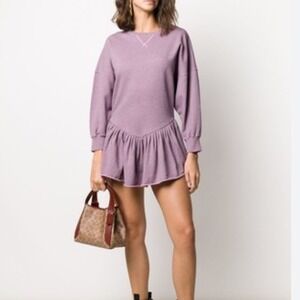 Marc Jacobs The Skater Dress Womens Small Lilac Purple Sweatshirt Ruffle Hem Y2K